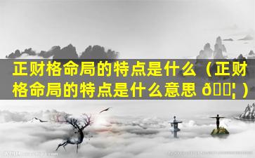 正财格命局的特点是什么（正财格命局的特点是什么意思 🐦 ）